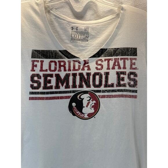 Under Armour FSU Graphic V-neck Tee women sz L - Picture 2 of 7